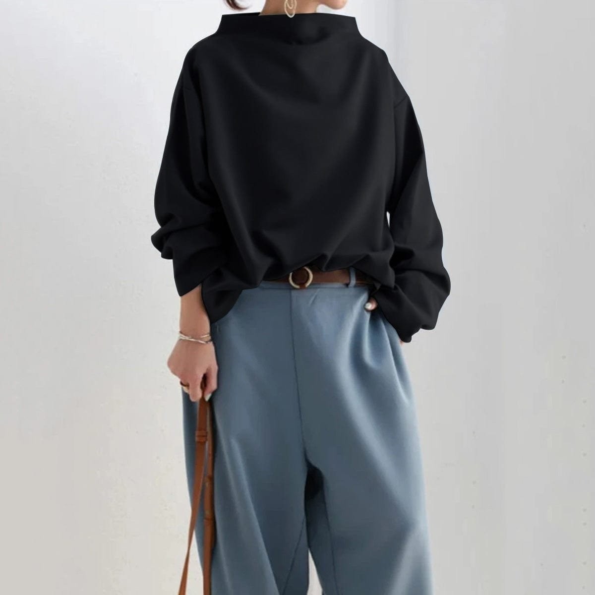Hazel | Women's Oversized Relaxed-Fit Mock-Neck Knit Sweater