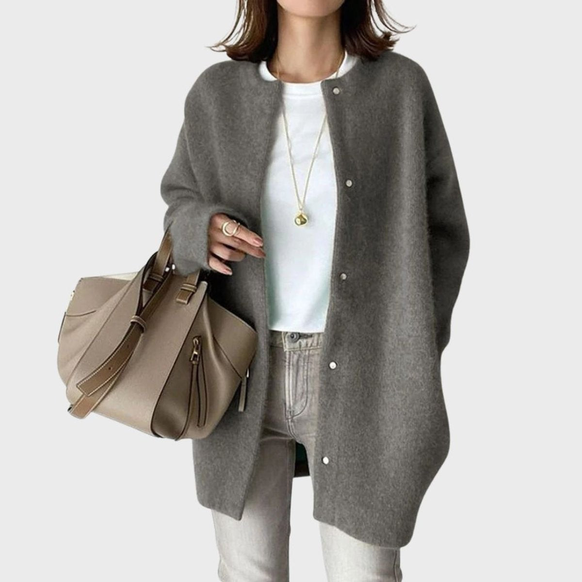 Sienna | Women's Oversized Snap-Button Longline Cardigan