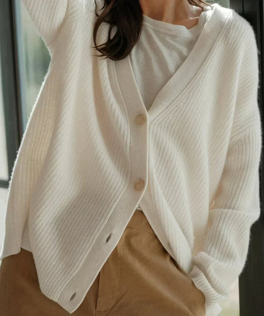 Phoebe | Women's Oversized V-Neck Button-Front Cardigan