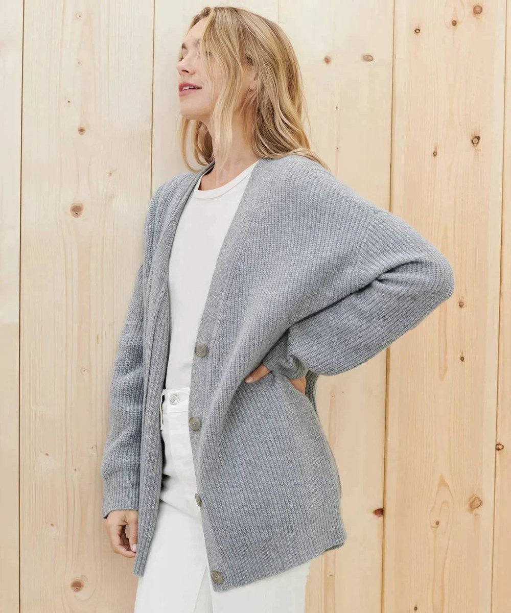 Phoebe | Women's Oversized V-Neck Button-Front Cardigan