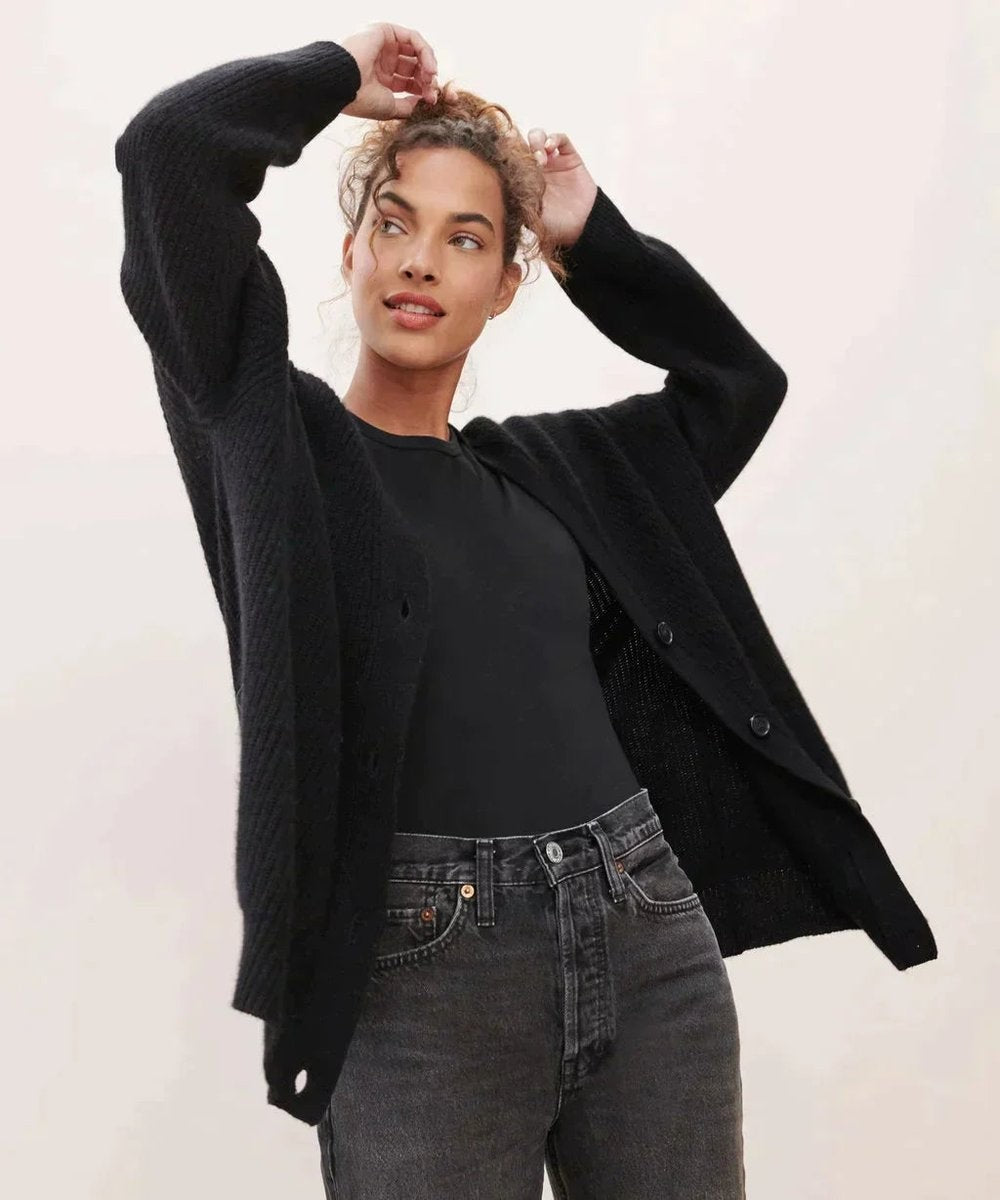 Phoebe | Women's Oversized V-Neck Button-Front Cardigan