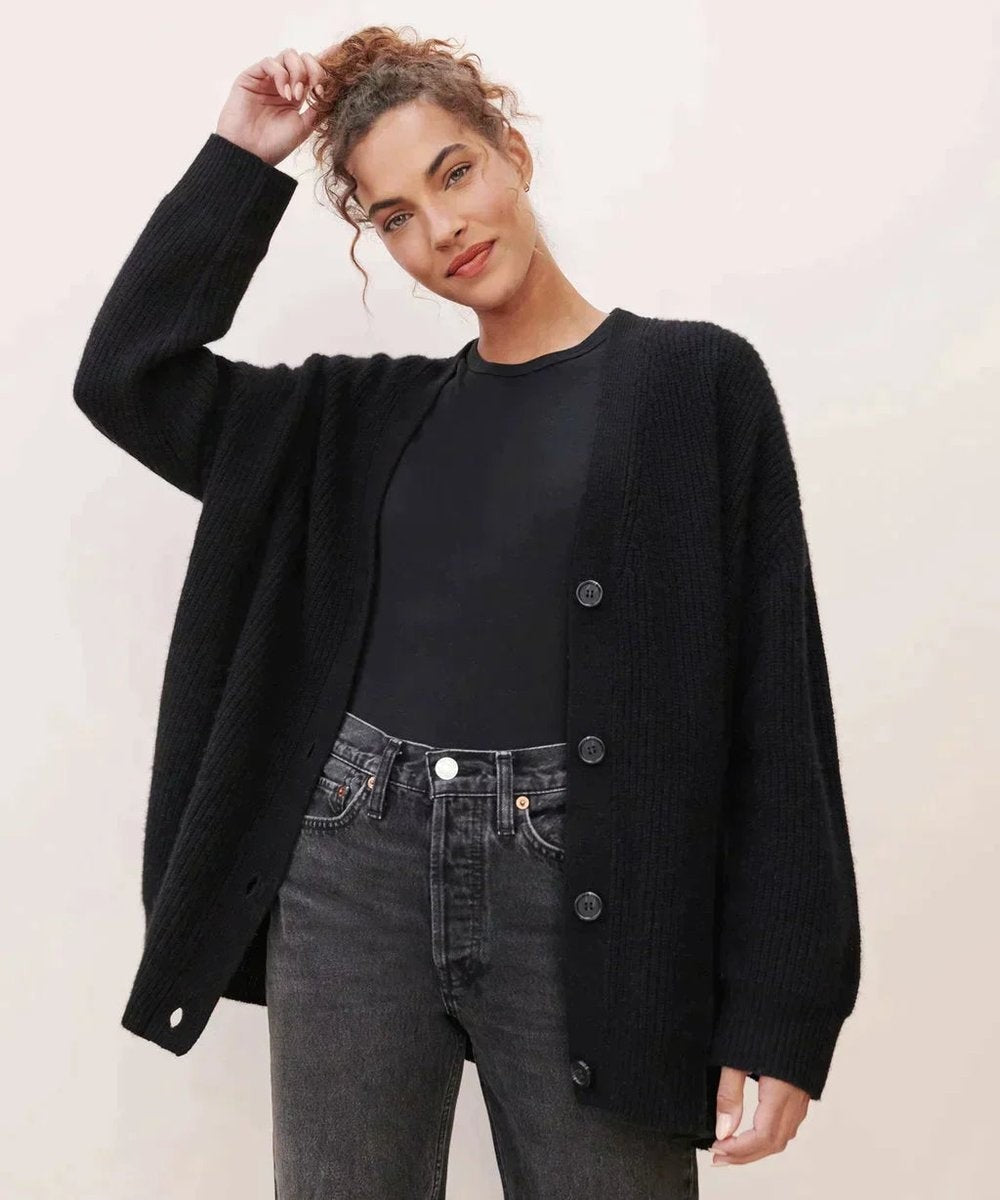 Phoebe | Women's Oversized V-Neck Button-Front Cardigan