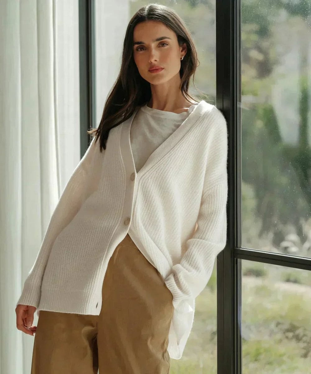 Phoebe | Women's Oversized V-Neck Button-Front Cardigan