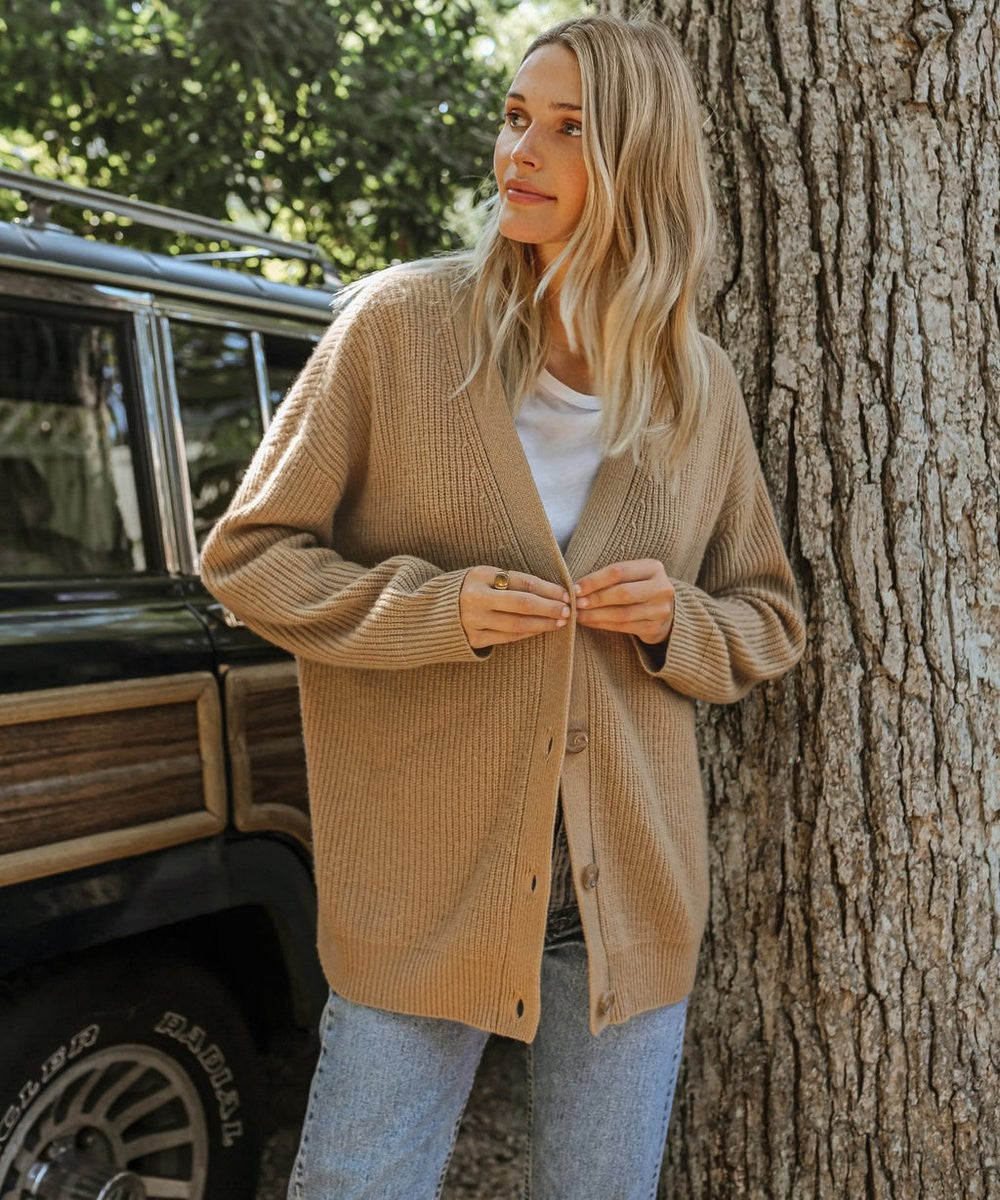 Phoebe | Women's Oversized V-Neck Button-Front Cardigan