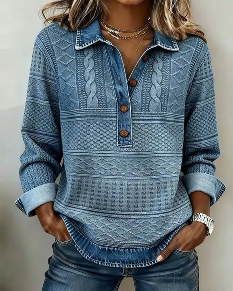 Marlowe | Women's Relaxed-Fit Cable-Knit Half-Button Collared Sweater
