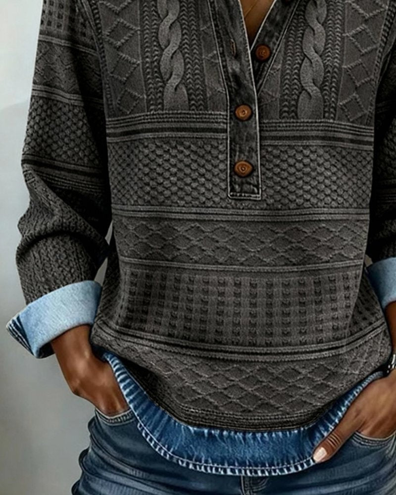 Marlowe | Women's Relaxed-Fit Cable-Knit Half-Button Collared Sweater