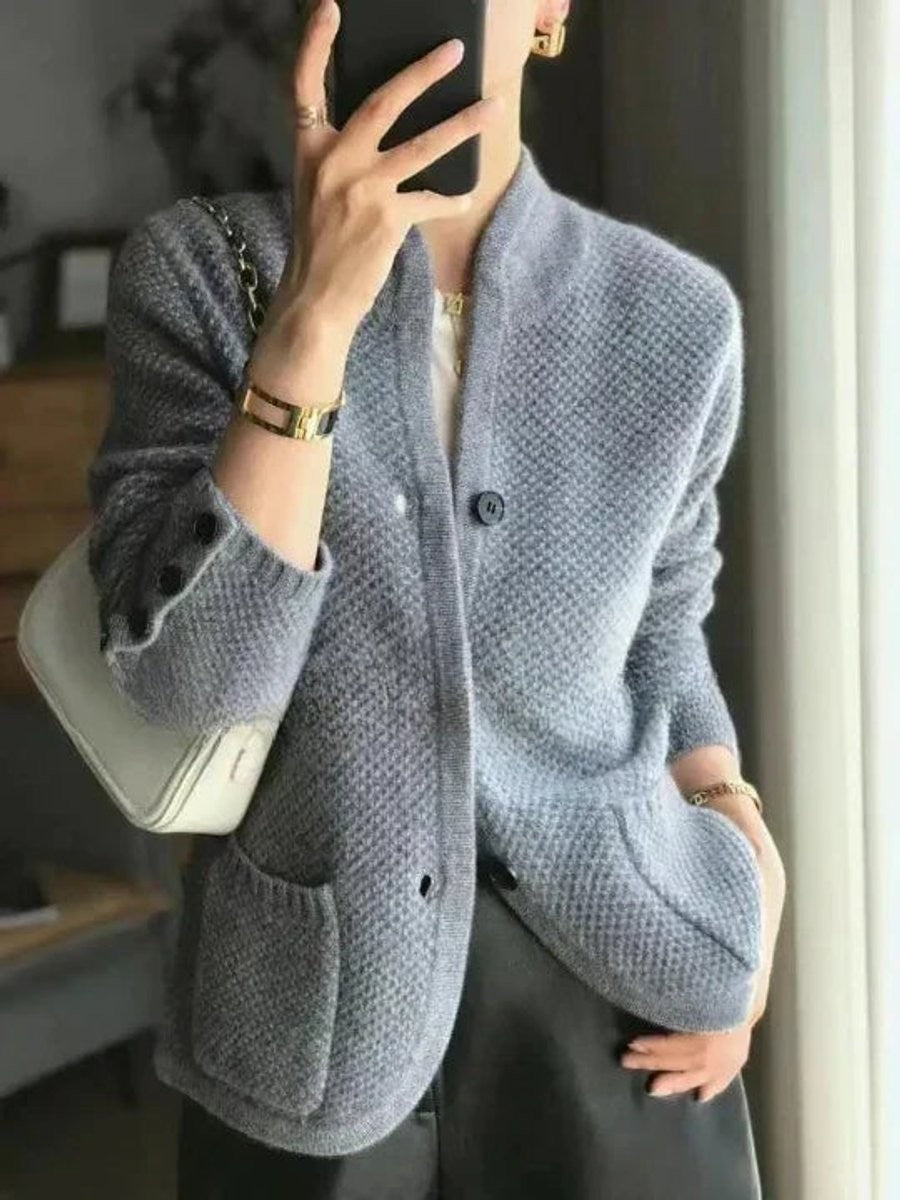 Margaux | Women's Relaxed-Fit Mock-Neck Button-Front Knit Cardigan