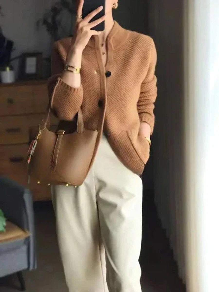 Margaux | Women's Relaxed-Fit Mock-Neck Button-Front Knit Cardigan