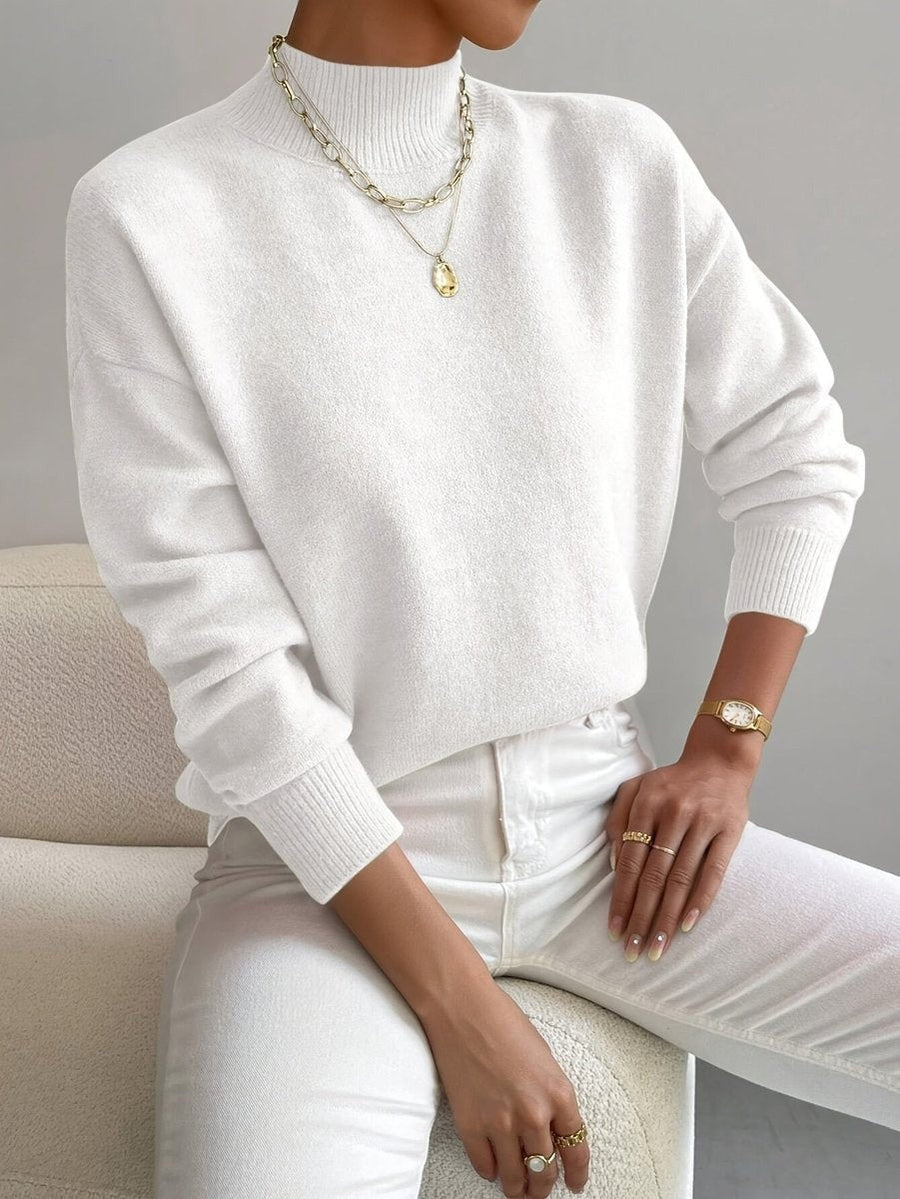 Sienna | Women's Relaxed-Fit Mock-Neck Ribbed-Cuff Turtleneck Sweater
