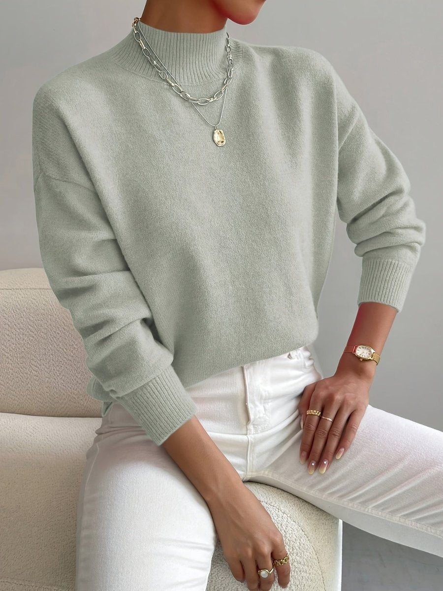 Sienna | Women's Relaxed-Fit Mock-Neck Ribbed-Cuff Turtleneck Sweater