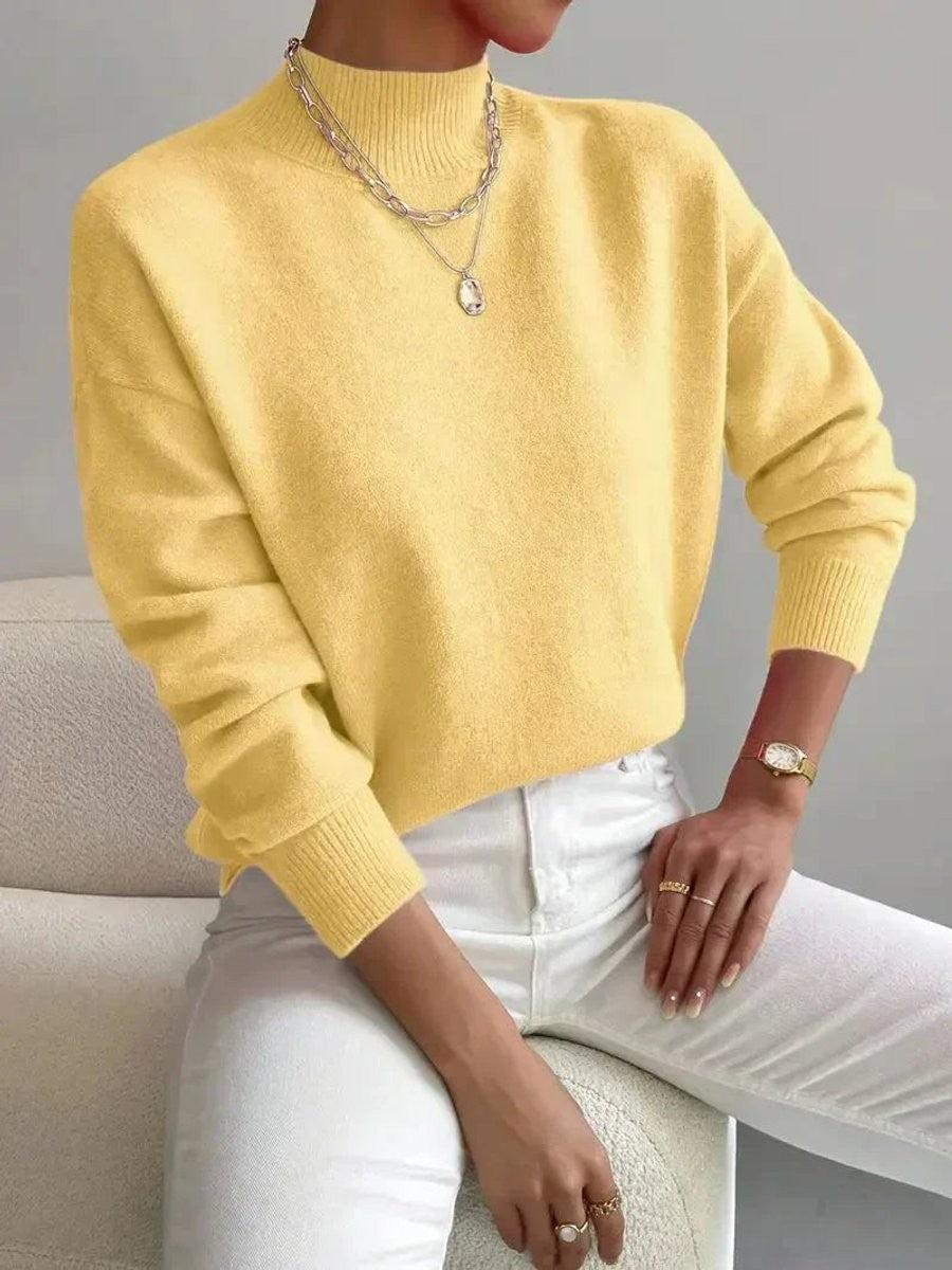 Sienna | Women's Relaxed-Fit Mock-Neck Ribbed-Cuff Turtleneck Sweater
