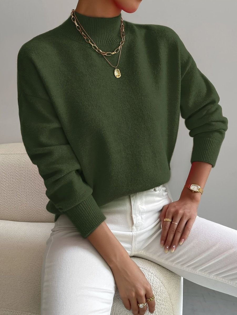Sienna | Women's Relaxed-Fit Mock-Neck Ribbed-Cuff Turtleneck Sweater