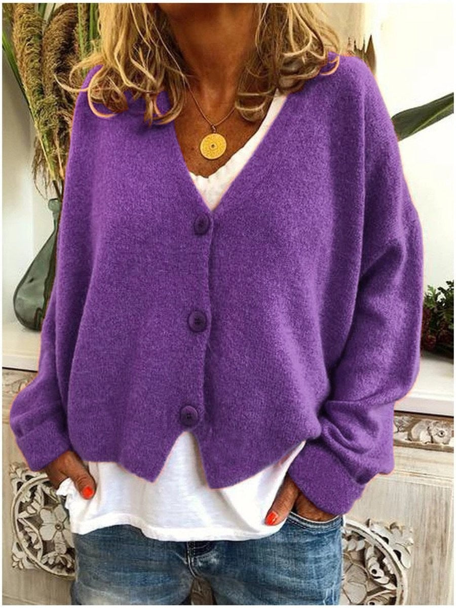 Marigold | Women's Relaxed-Fit V-Neck Button-Front Cardigan