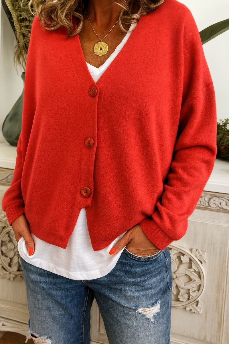 Marigold | Women's Relaxed-Fit V-Neck Button-Front Cardigan