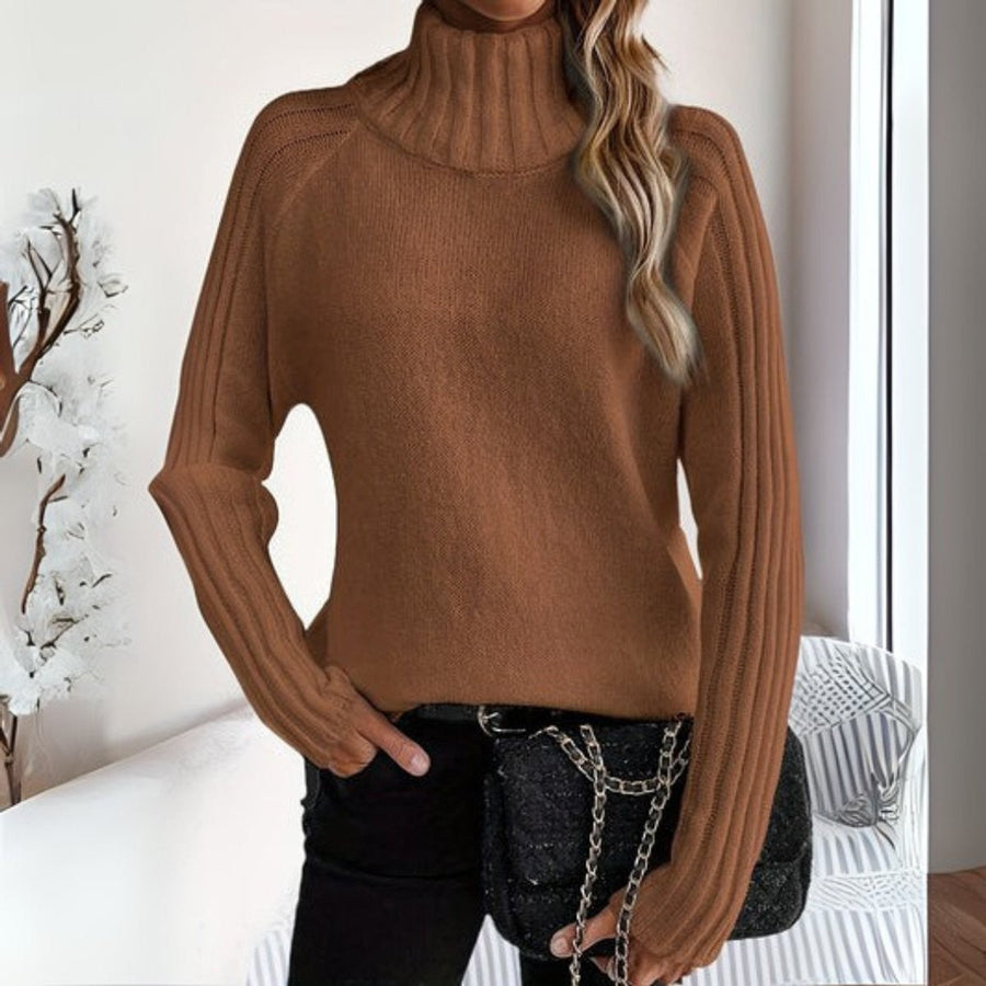 Vivienne | Women's Relaxed Knit Ribbed Turtleneck Sweater