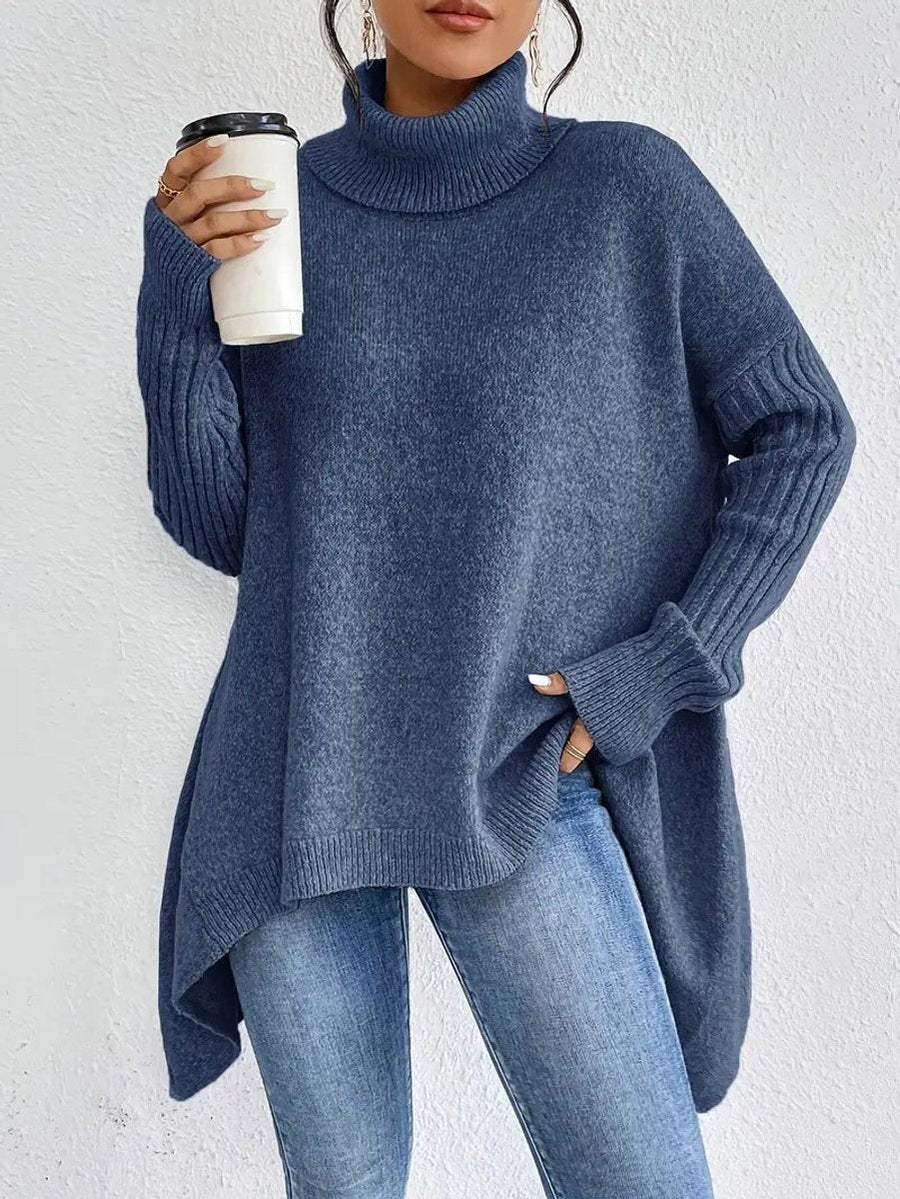 Marigold | Women's Ribbed Longline Oversized Turtleneck Sweater