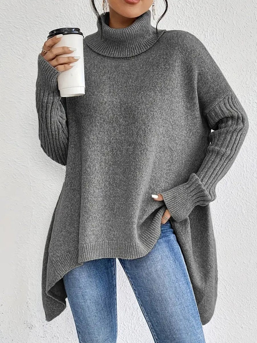 Marigold | Women's Ribbed Longline Oversized Turtleneck Sweater