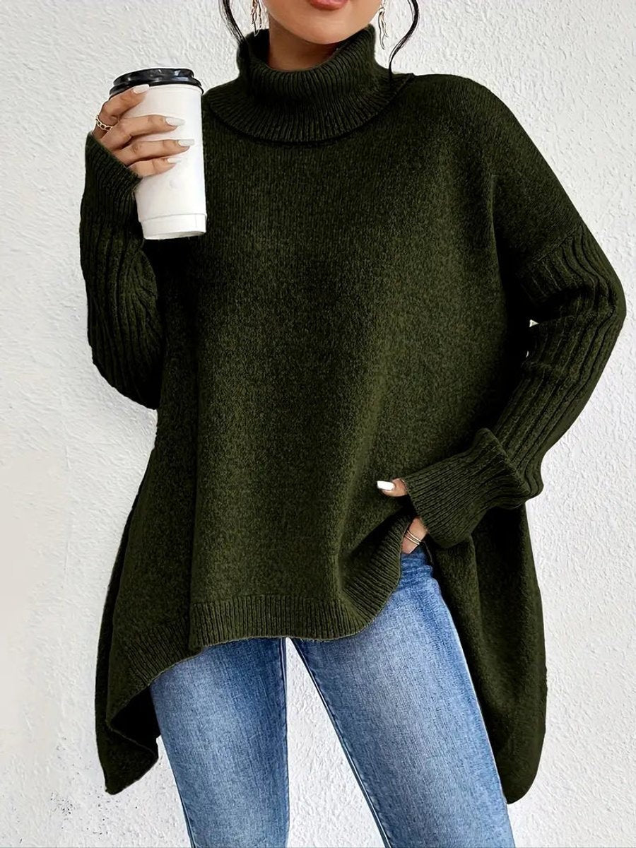 Marigold | Women's Ribbed Longline Oversized Turtleneck Sweater