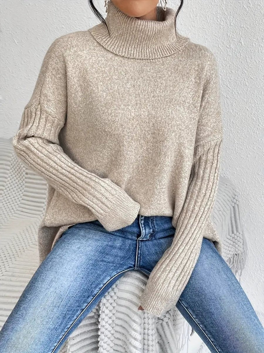 Marigold | Women's Ribbed Longline Oversized Turtleneck Sweater
