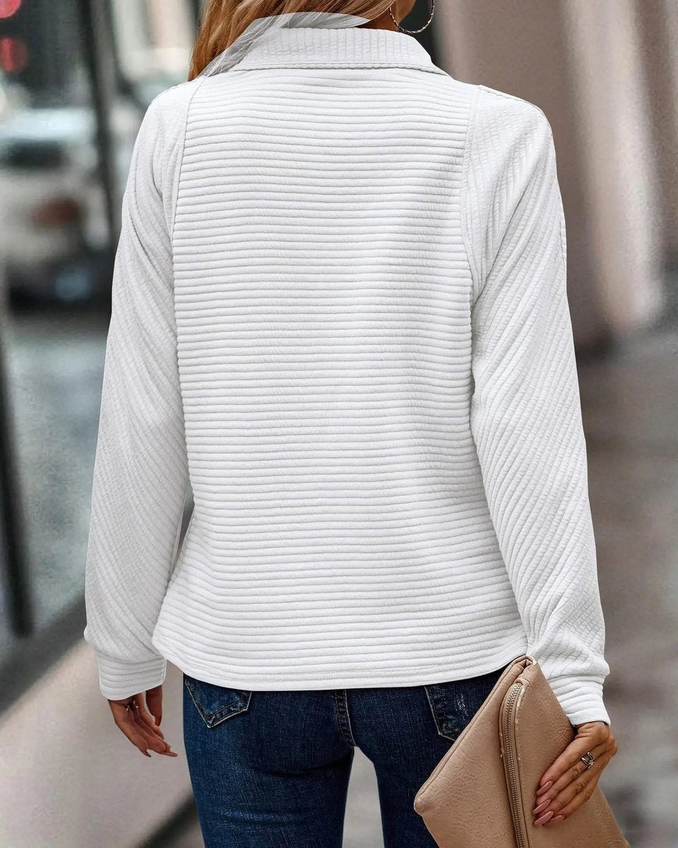 Sienna | Women's Ribbed Stand-Collar Quarter-Zip Pullover Sweater