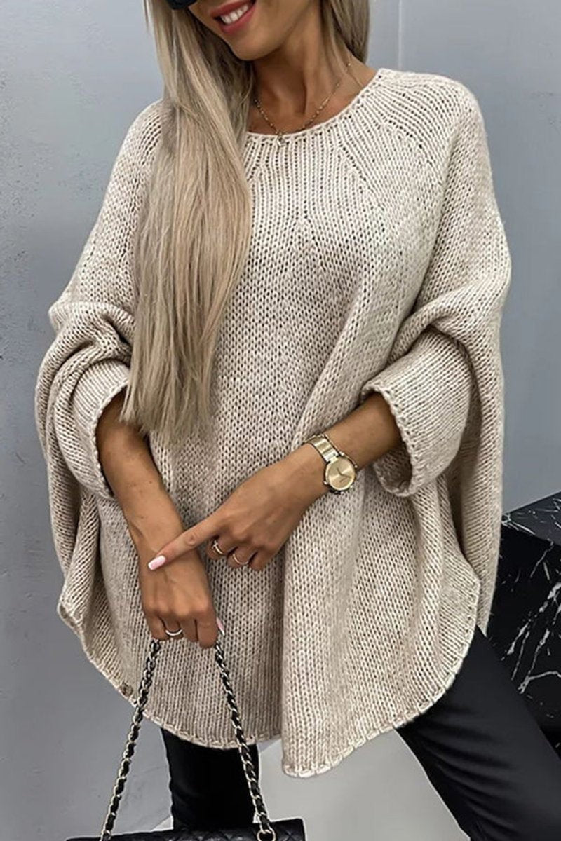 Noelle | Women's Round-Neck Oversized Batwing-Sleeve Knit Sweater
