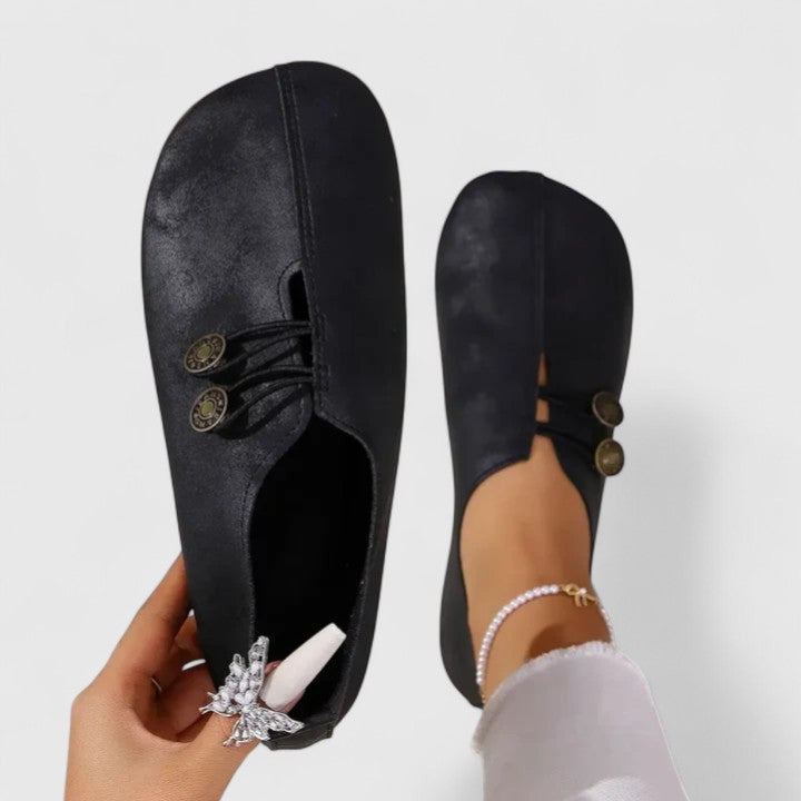 Adeline | Women's Round-Toe Button-Strap Slip-On Loafers