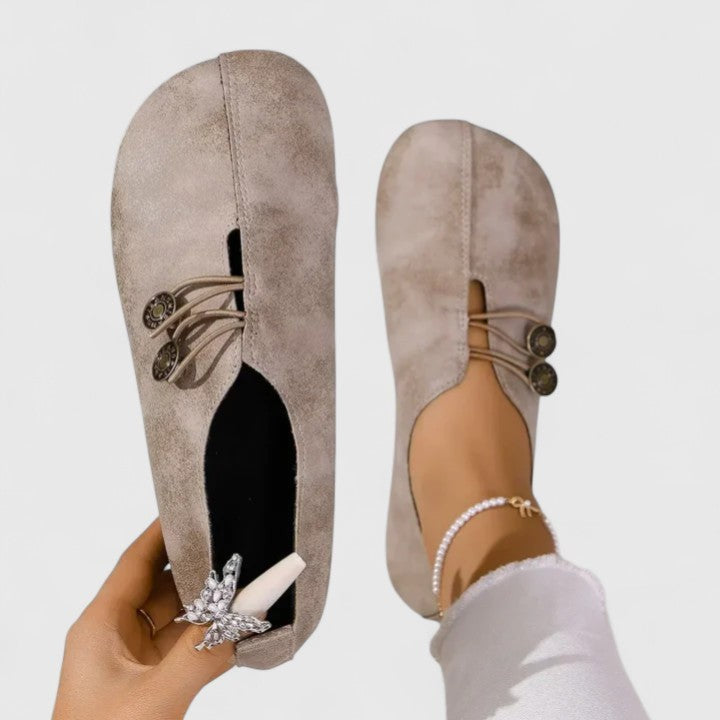 Adeline | Women's Round-Toe Button-Strap Slip-On Loafers
