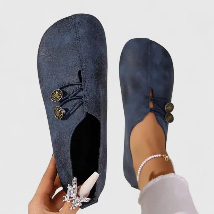 Adeline | Women's Round-Toe Button-Strap Slip-On Loafers