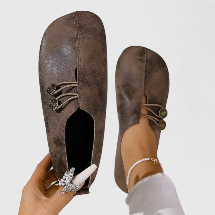 Adeline | Women's Round-Toe Button-Strap Slip-On Loafers
