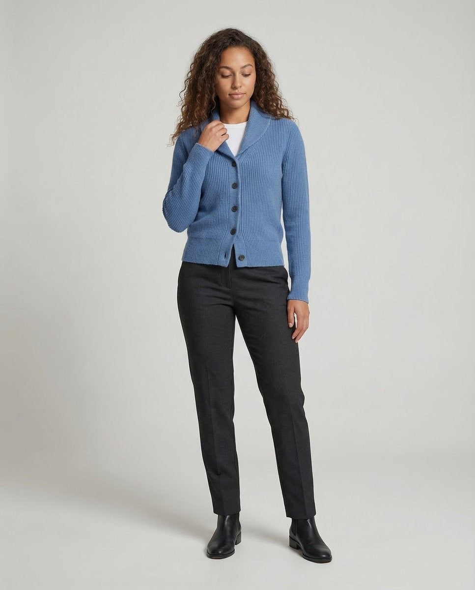 Sienna | Women's Shawl-Collar Ribbed Button-Front Cardigan