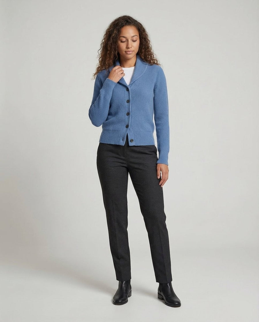 Sienna | Women's Shawl-Collar Ribbed Button-Front Cardigan
