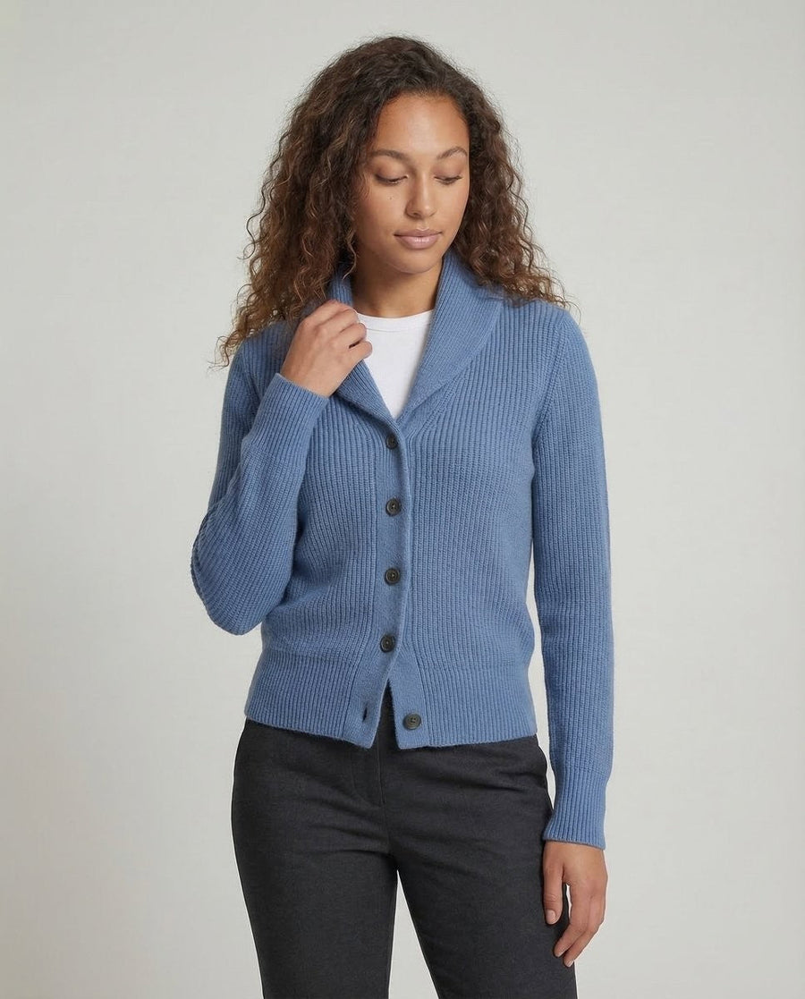 Sienna | Women's Shawl-Collar Ribbed Button-Front Cardigan