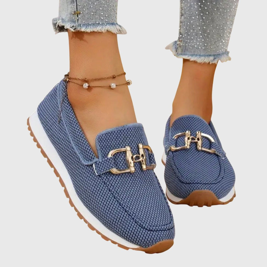 Marlowe | Women's Slip-On Knit Buckle-Trim Platform Loafers