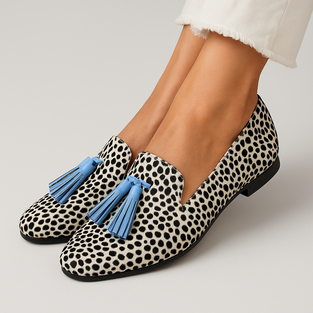 Cheetah | Women's Spotted Print Tasseled Round-Toe Loafers