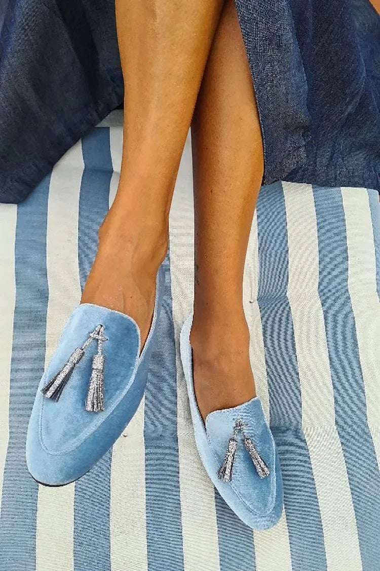 Sienna | Women's Tasseled Pointed-Toe Slip-On Loafer Flats
