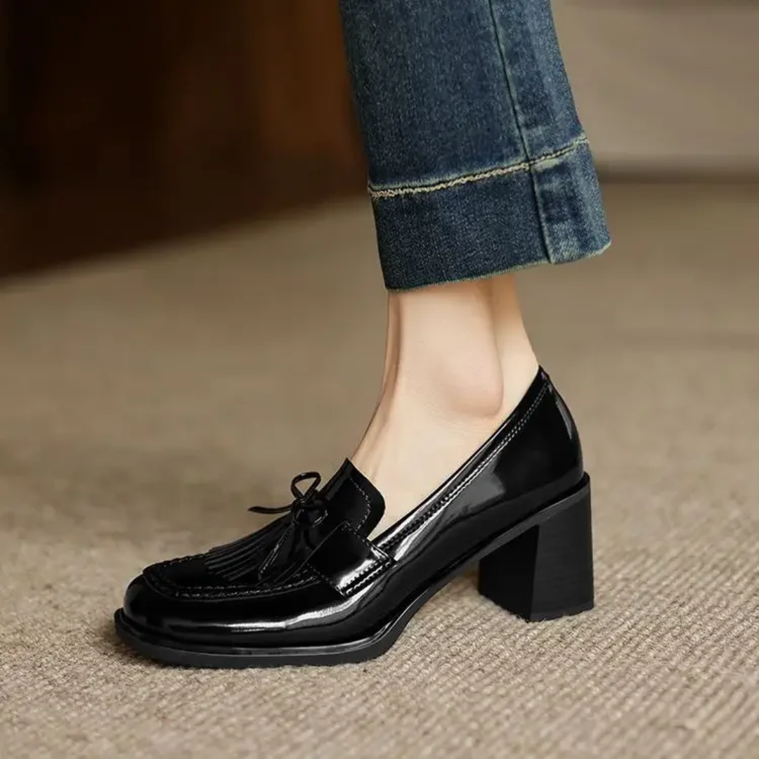 Marlowe | Women's Tasseled Round-Toe Block-Heel Loafer Pumps
