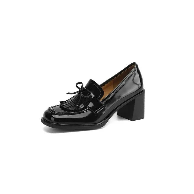 Marlowe | Women's Tasseled Round-Toe Block-Heel Loafer Pumps