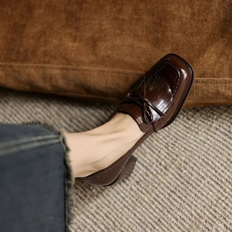 Marlowe | Women's Tasseled Round-Toe Block-Heel Loafer Pumps