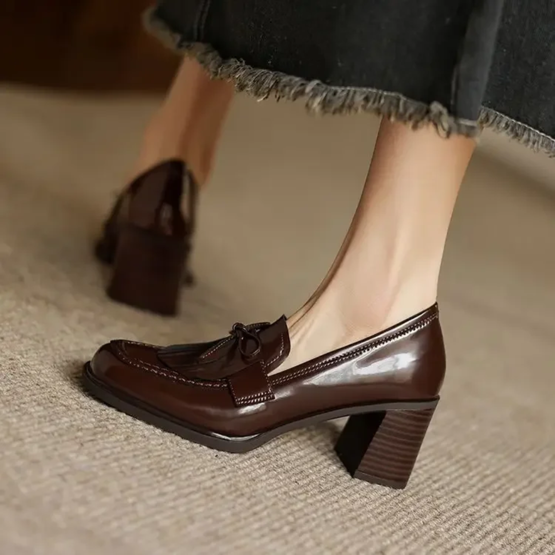 Marlowe | Women's Tasseled Round-Toe Block-Heel Loafer Pumps