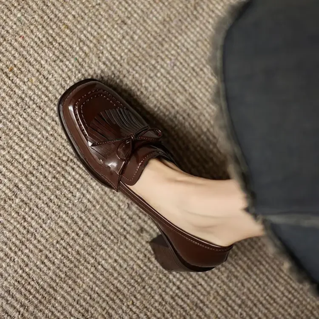 Marlowe | Women's Tasseled Round-Toe Block-Heel Loafer Pumps