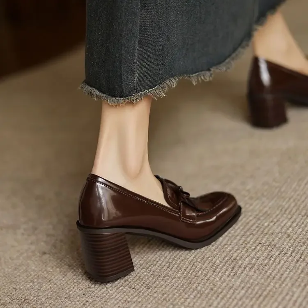 Marlowe | Women's Tasseled Round-Toe Block-Heel Loafer Pumps