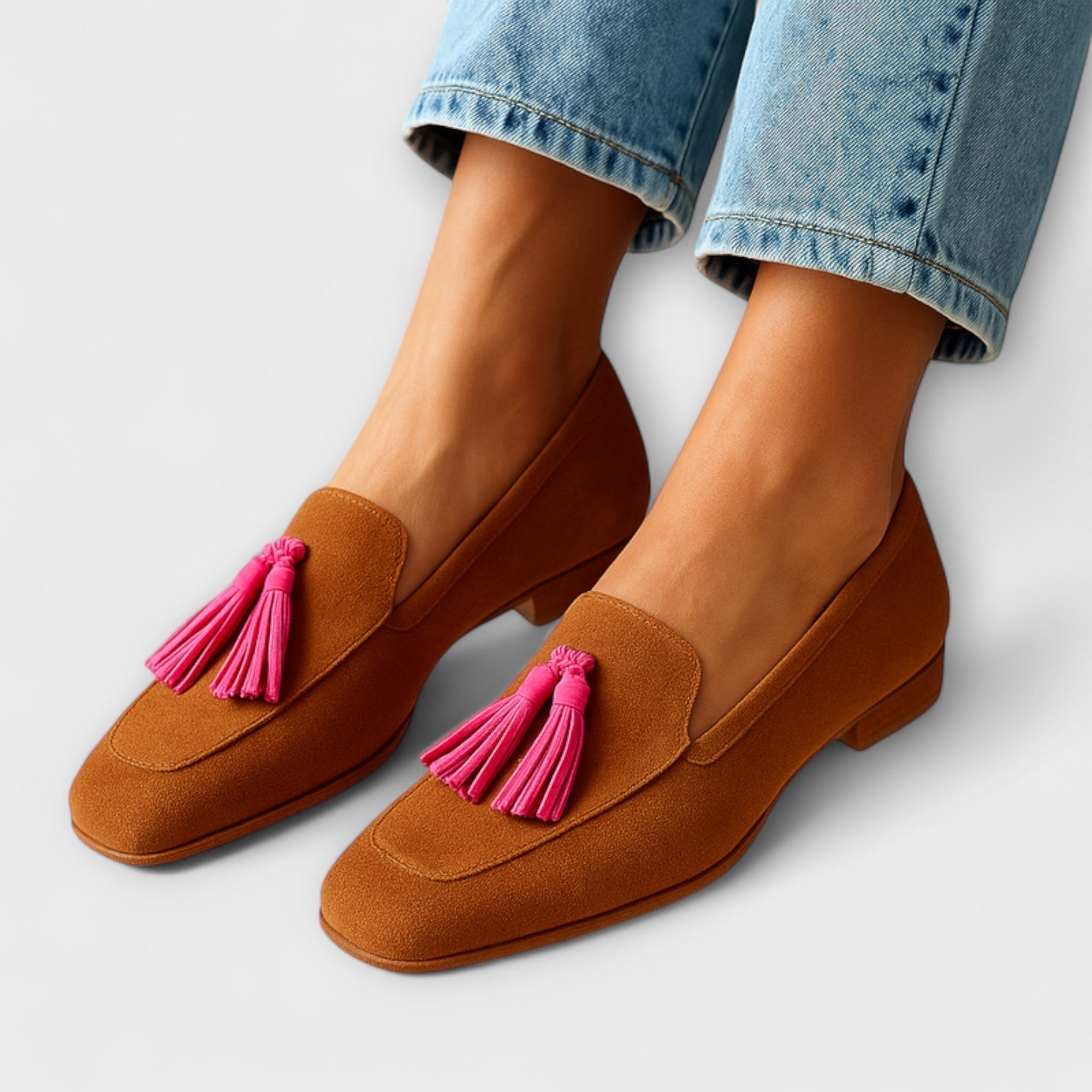 Marigold | Women's Tasseled Round-Toe Low-Heel Slip-On Loafers