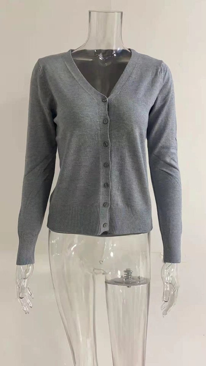 Rosalind | Women's V-Neck Button-Front Relaxed-Fit Ribbed-Cuff Cardigan