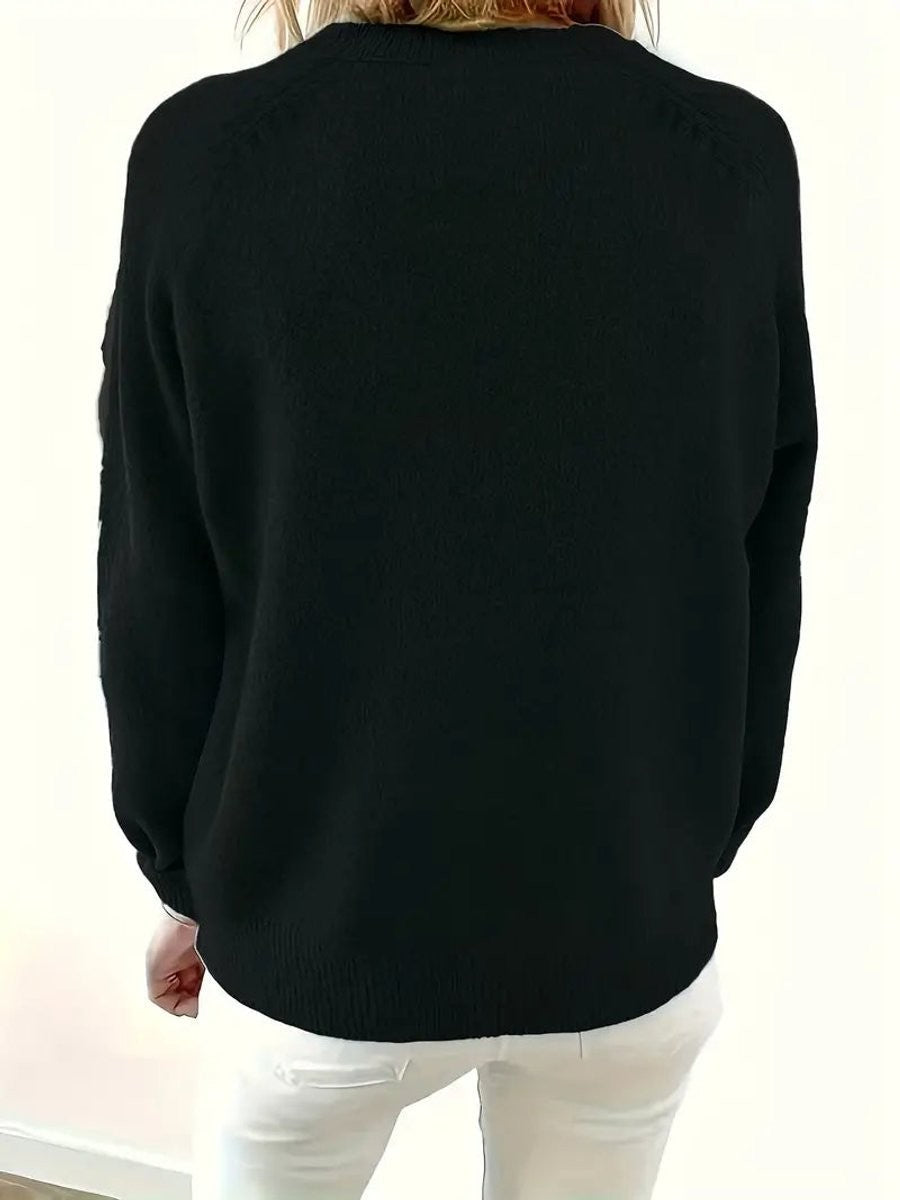 Marina | Women's V-Neck Half-Button Relaxed Knit Pullover Sweater